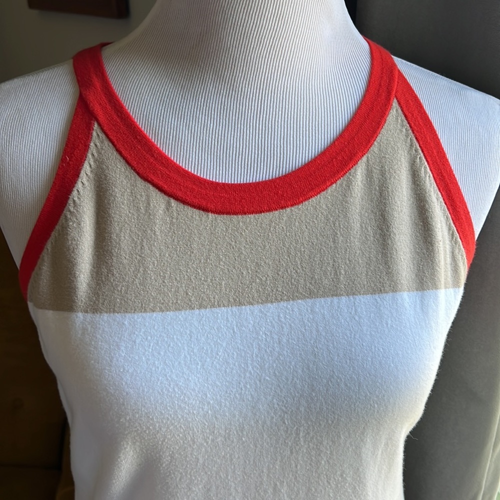 EUC Banana Republic Cotton Blend Lava Horizontal Block Stripe Sleeveless Top - Picture 2 of 8